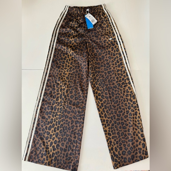 NWT Adidas Originals Satin Leopard Print Track Pants with Stripes - Picture 6 of 6